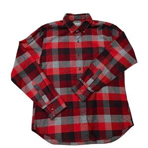 Bonobos Men’s Slim Fit Plaid Flannel Shirt Red Black Gray - Size Large EUC